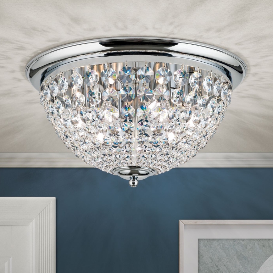 Krištáľové stropné svietidlo PLAFOND 6xE27/40W/230V pr. 47 cm lesklý chróm