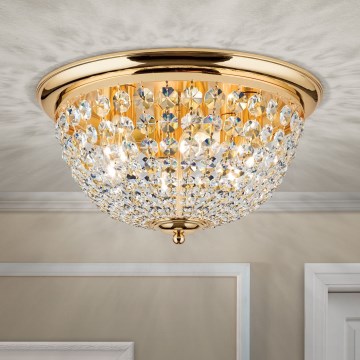 Krištáľové stropné svietidlo PLAFOND 6xE27/40W/230V pr. 47 cm zlatá