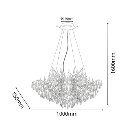 Krištáľový luster na lanku 11xG9/40W/230V zlatá