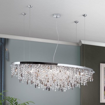 Krištáľový luster na lanku CRYSTALRIVER 21xG9/40W/230V lesklý chróm