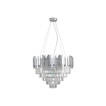Krištáľový luster na lanku PLAZA 9xE14/40W/230V, priemer 60 cm, strieborný