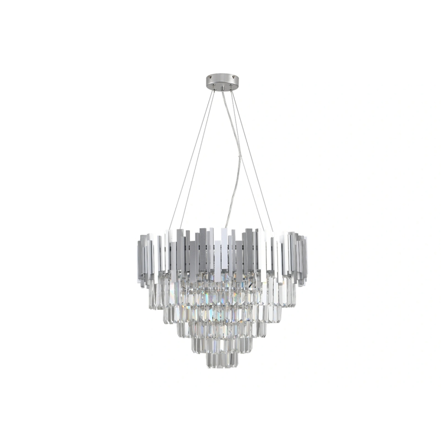 Krištáľový luster na lanku PLAZA 9xE14/40W/230V, priemer 60 cm, strieborný