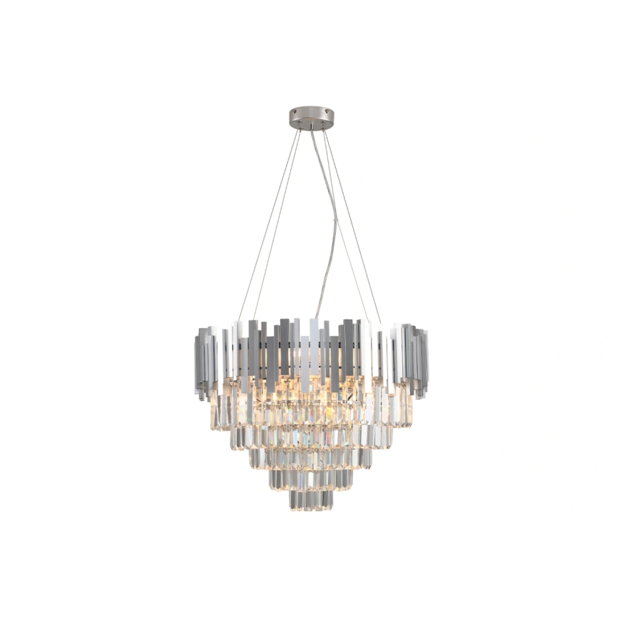 Krištáľový luster na lanku PLAZA 9xE14/40W/230V, priemer 60 cm, strieborný