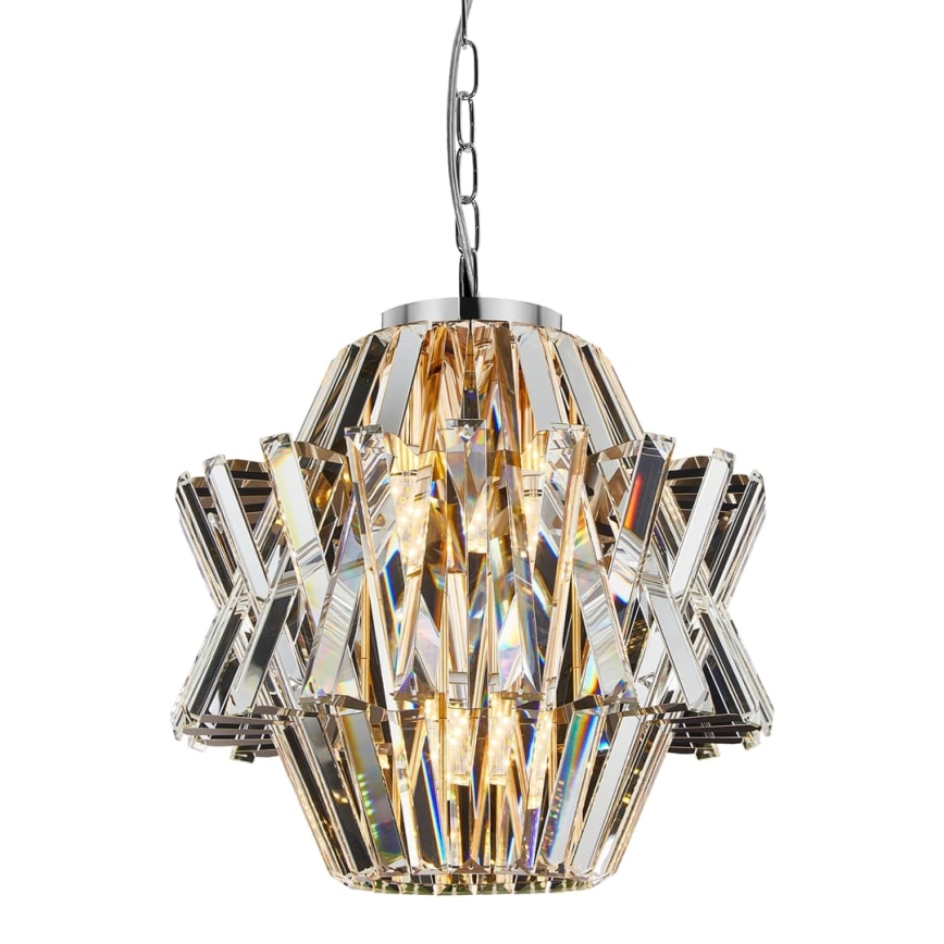 Krištáľový luster na reťazi CROWN 4xE14/40W/230V lesklý chróm