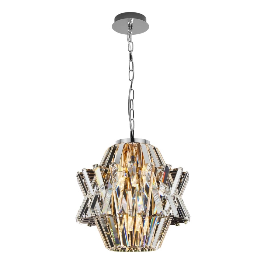 Krištáľový luster na reťazi CROWN 4xE14/40W/230V lesklý chróm