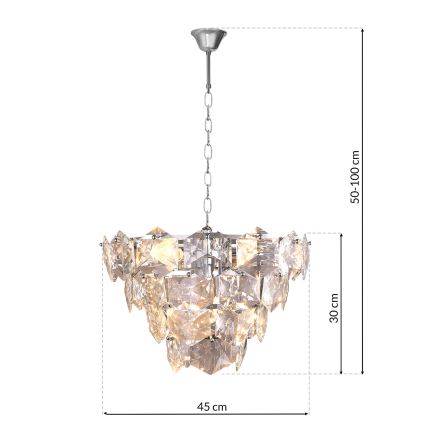 Krištáľový luster na reťazi DIANA 6xE14/40W/230V matný chróm