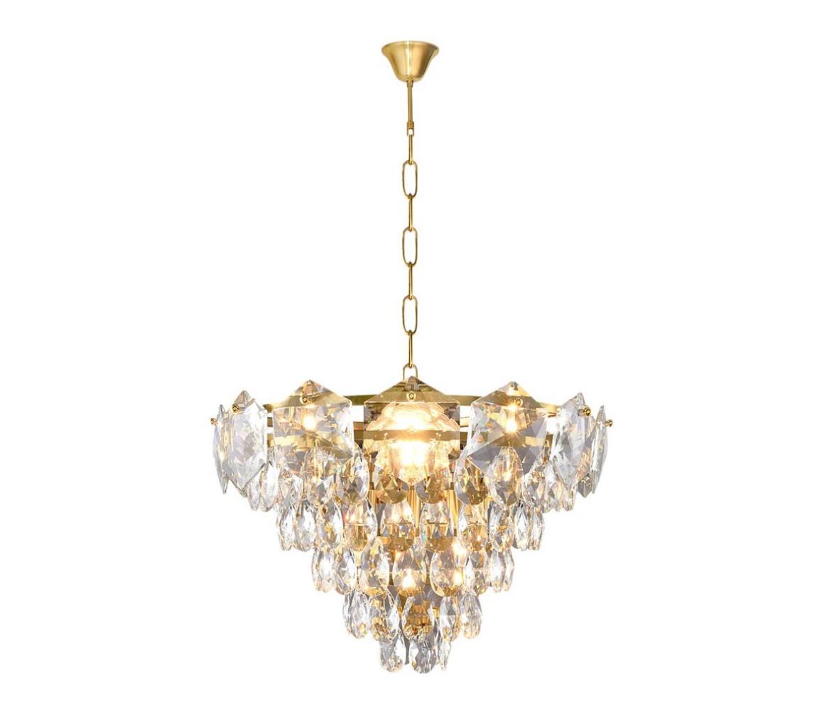 Krištáľový luster na reťazi SELENA 6xE14/40W/230V zlatá