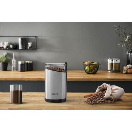 Krups - Elektrický mlynček na kávu 85g FAST-TOUCH 200W/230V matný chróm