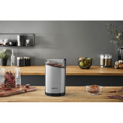 Krups - Elektrický mlynček na kávu 85g FAST-TOUCH 200W/230V matný chróm