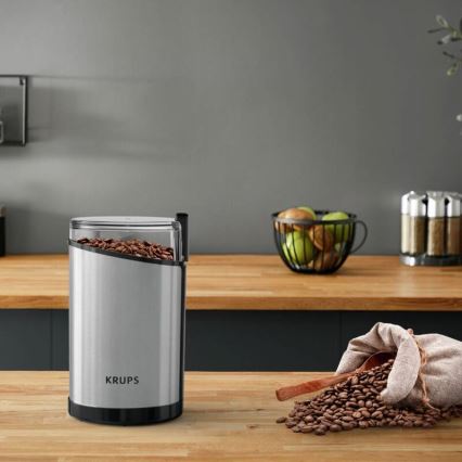 Krups - Elektrický mlynček na kávu 85g FAST-TOUCH 200W/230V matný chróm