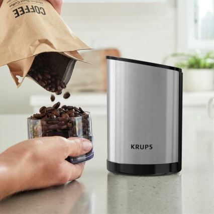 Krups - Elektrický mlynček na kávu 85g FAST-TOUCH 200W/230V matný chróm