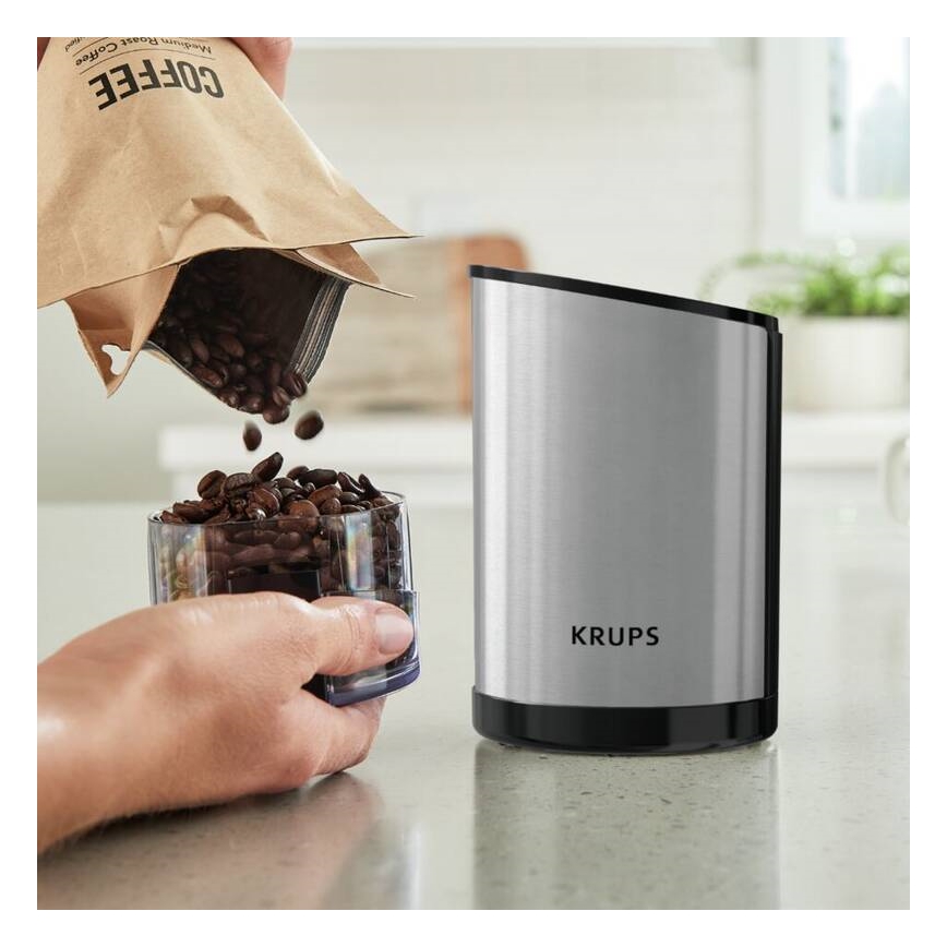 Krups - Elektrický mlynček na kávu 85g FAST-TOUCH 200W/230V matný chróm