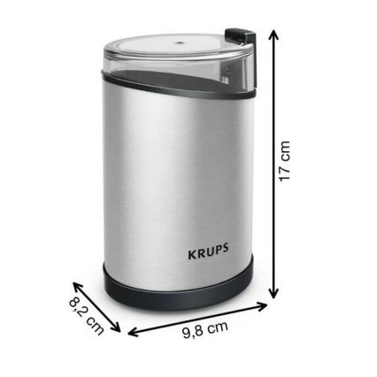 Krups - Elektrický mlynček na kávu 85g FAST-TOUCH 200W/230V matný chróm