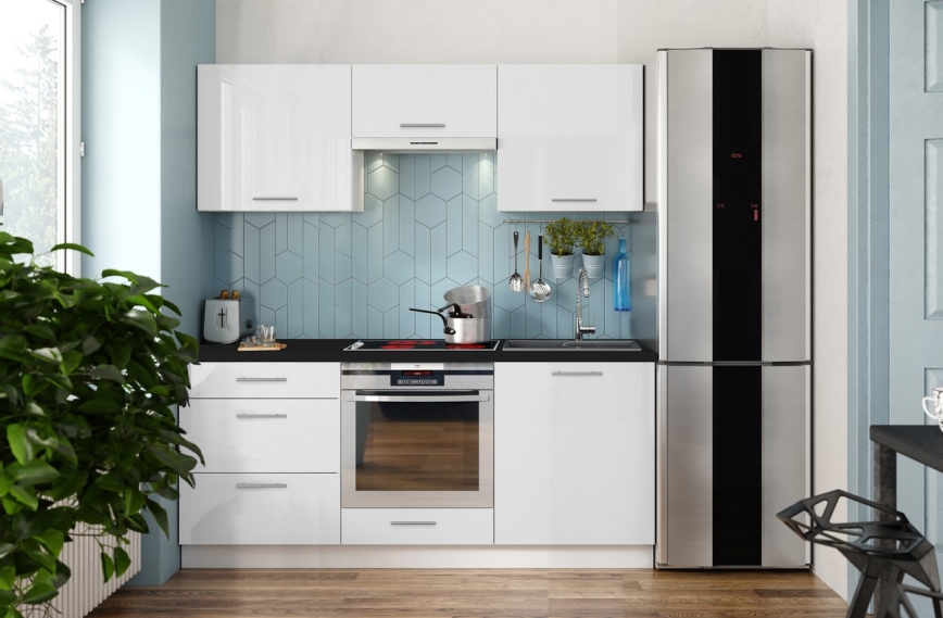 Kuchynská linka CELESTE 180 cm lesklá biela