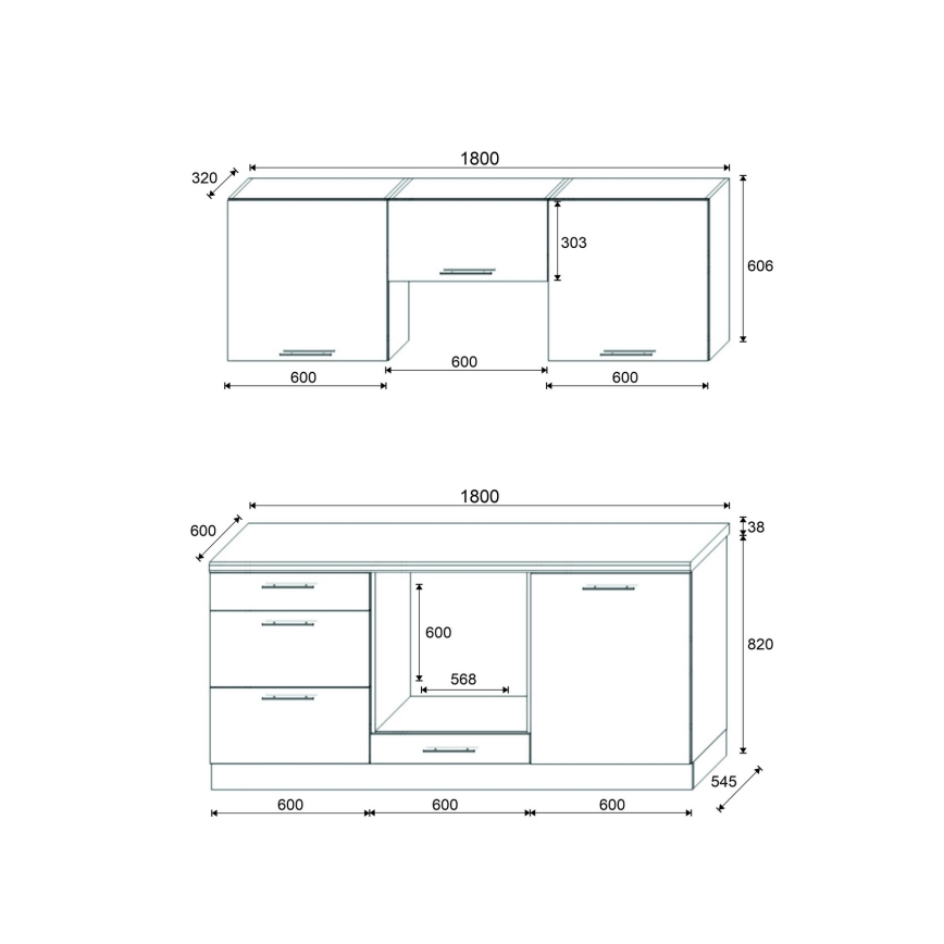 Kuchynská linka CELESTE 180 cm lesklá biela