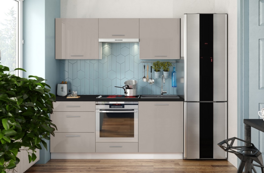 Kuchynská linka CELESTE 180 cm lesklá taupe