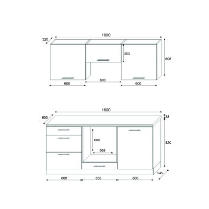 Kuchynská linka CELESTE 180 cm lesklá taupe