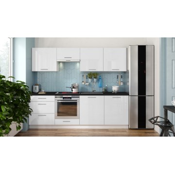 Kuchynská linka CELESTE 240 cm v lesklej bielej