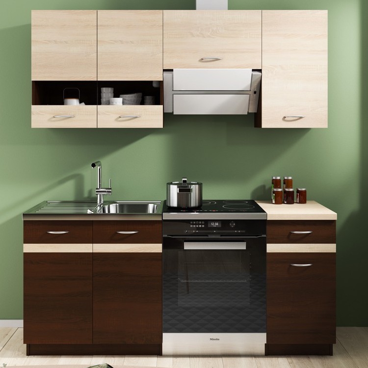 Kuchynská linka VALERIA 180 cm dub sonoma/hnedá