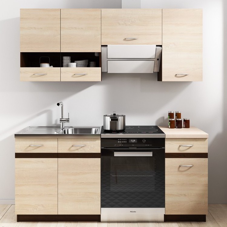 Kuchynská linka VALERIA 180 cm hnedá/dub sonoma