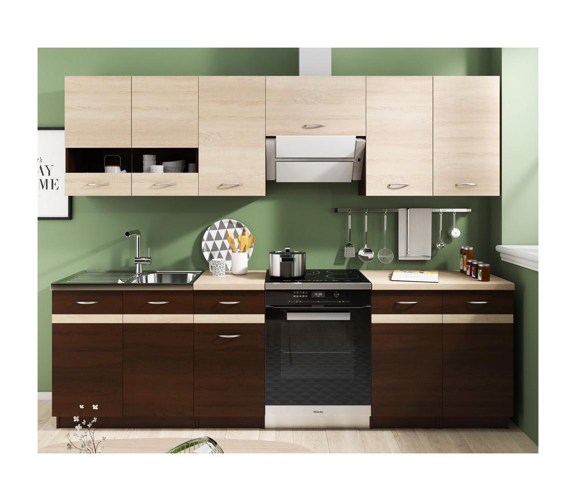 Kuchynská linka VALERIA 240 cm hnedá/dub sonoma 5907758722206