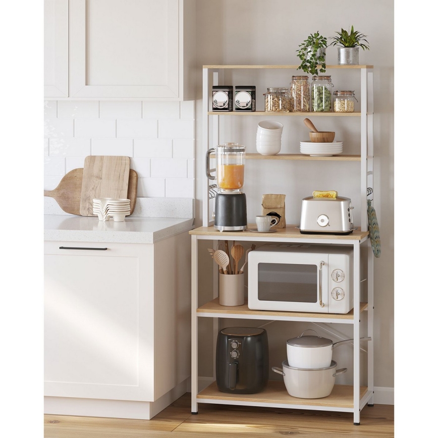 Kuchynský policový regál MARGE hnedá/biela