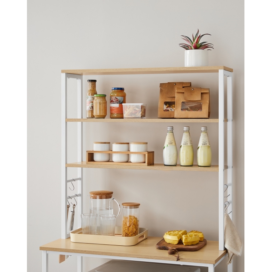 Kuchynský policový regál MARGE hnedá/biela