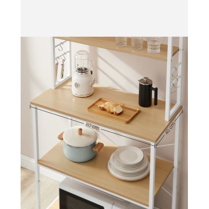 Kuchynský policový regál MARGE hnedá/biela