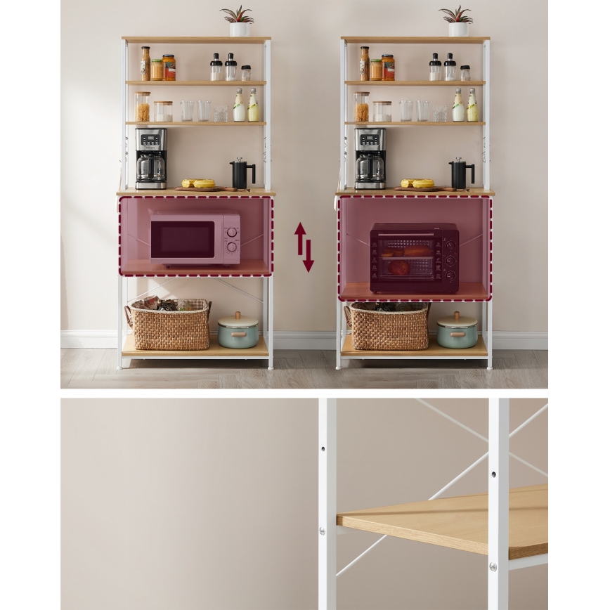 Kuchynský policový regál MARGE hnedá/biela