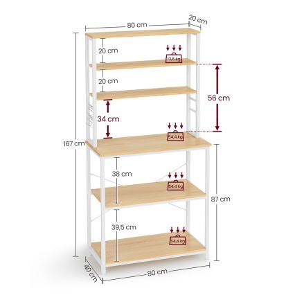 Kuchynský policový regál MARGE hnedá/biela