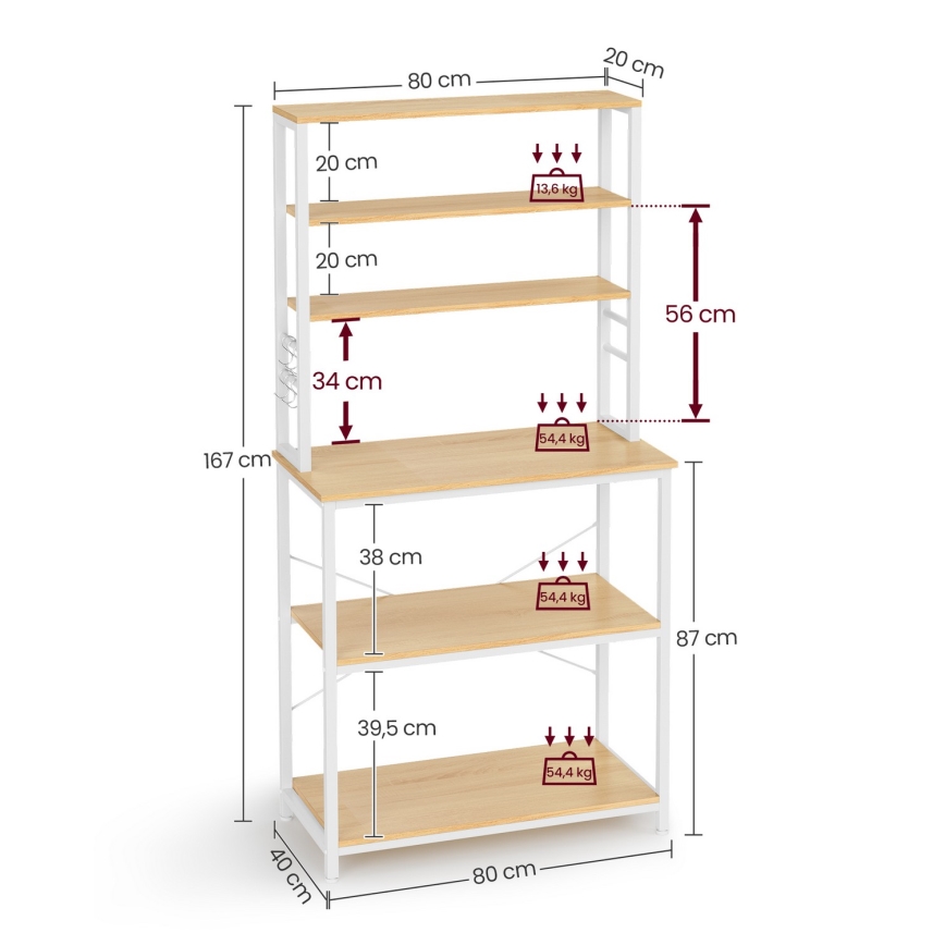 Kuchynský policový regál MARGE hnedá/biela