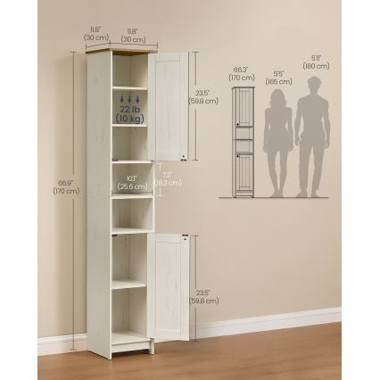 Kúpeľňová skrinka LEXI 30x170 cm biela/hnedá