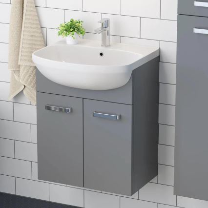 Kúpeľňová skrinka s umývadlom ASTRID + zrkadlová skrinka s LED 4xLED/4,3W/230V IP44 sivá