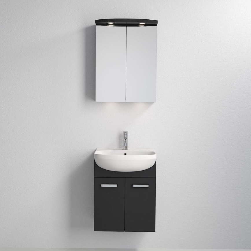 Kúpeľňová skrinka s umývadlom ASTRID + LED zrkadlová skrinka 4xLED/4,3W/230V IP44 čierna