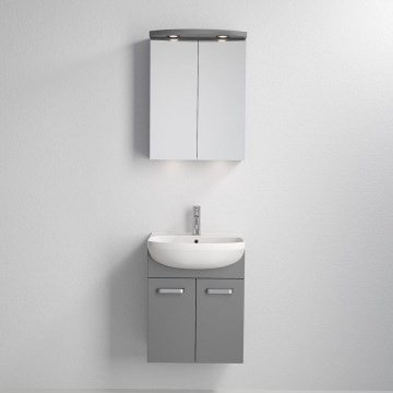 Kúpeľňová skrinka s umývadlom ASTRID + zrkadlová skrinka s LED 4xLED/4,3W/230V IP44 sivá