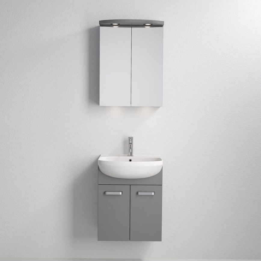 Kúpeľňová skrinka s umývadlom ASTRID + zrkadlová skrinka s LED 4xLED/4,3W/230V IP44 sivá