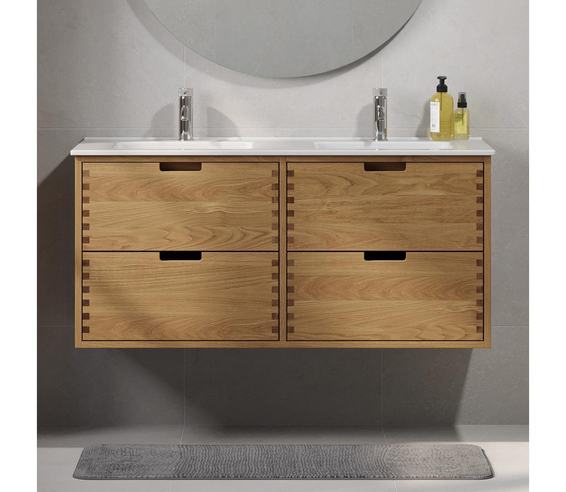BATH DELUXE Kúpeľňová skrinka s umývadlom GRIBSKOV 120 cm béžová/dub/biela BT0205+BT0225
