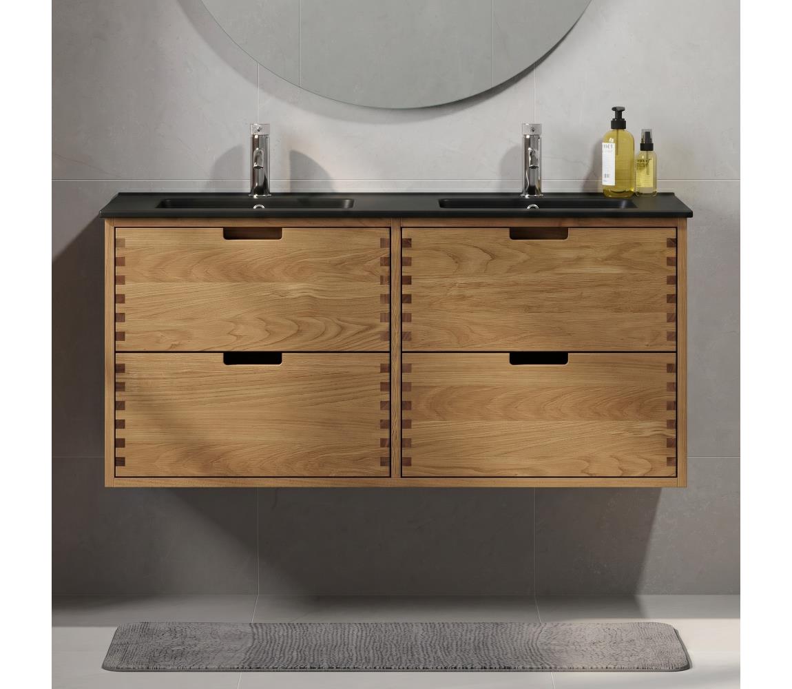 BATH DELUXE Kúpeľňová skrinka s umývadlom GRIBSKOV 120 cm béžová/dub/čierna BT0205+BT0224