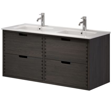 Kúpeľňová skrinka s umývadlom GRIBSKOV 120 cm hnedá/dub/biela