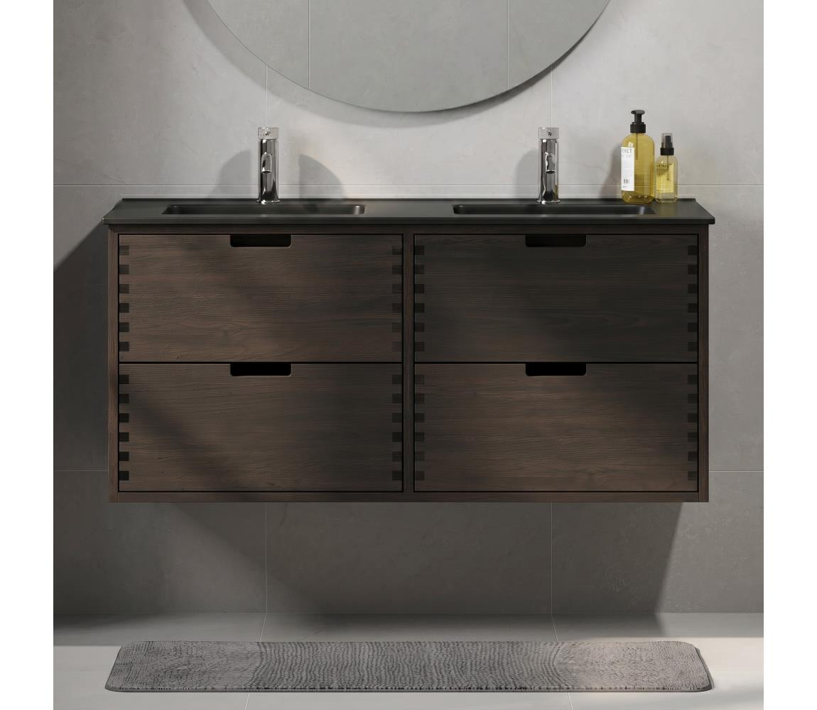 BATH DELUXE Kúpeľňová skrinka s umývadlom GRIBSKOV 120 cm hnedá/dub/čierna BT0204+BT0224