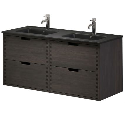 Kúpeľňová skrinka s umývadlom GRIBSKOV 120 cm hnedá/dub/čierna