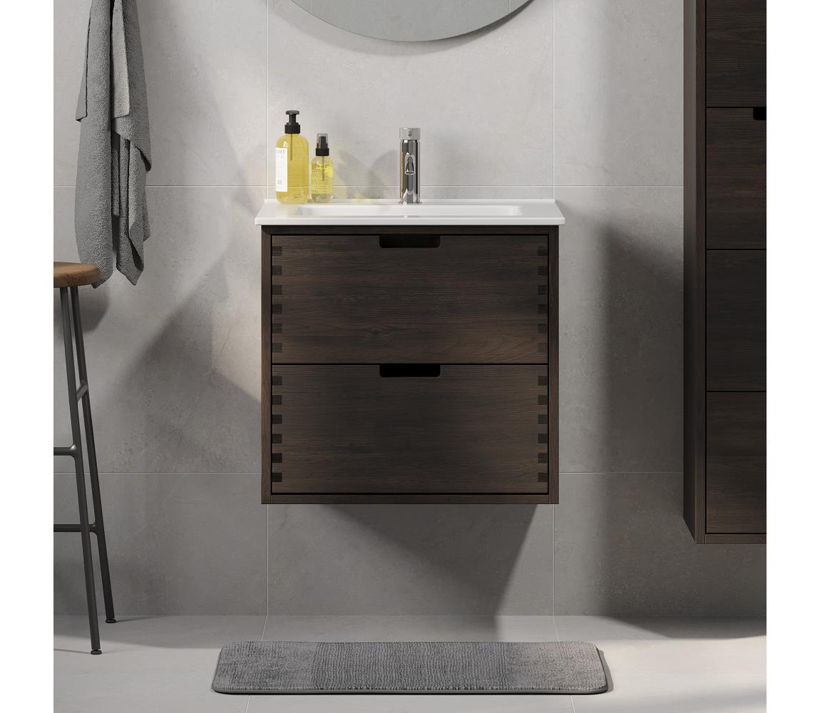 BATH DELUXE Kúpeľňová skrinka s umývadlom GRIBSKOV, 60 cm, hnedá/dub/biela BT0198+BT0220