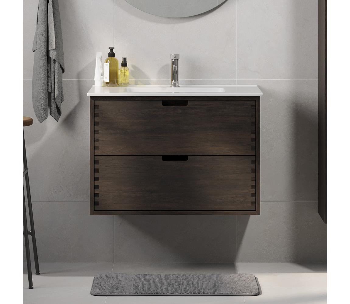 BATH DELUXE Kúpeľňová skrinka s umývadlom GRIBSKOV 80 cm hnedá/dub/biela BT0200+BT0221