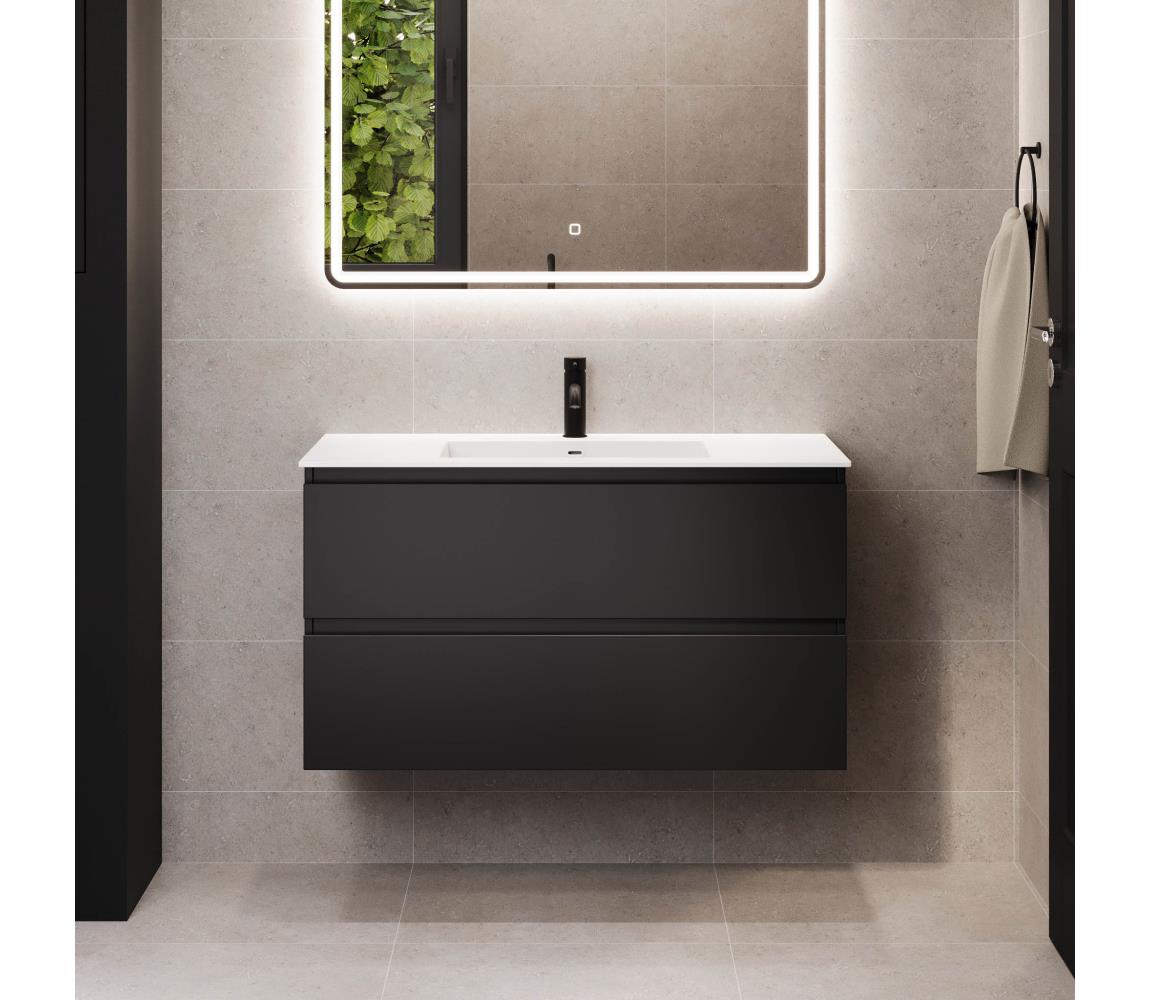 BATH DELUXE Kúpeľňová skrinka s umývadlom HELSINKI 100 cm čierna BT0188+BT0193