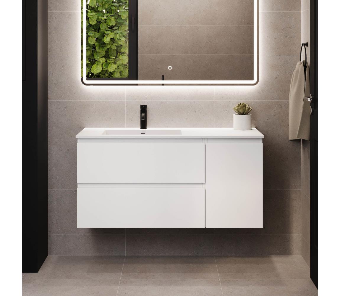 BATH DELUXE Kúpeľňová skrinka s umývadlom HELSINKI 115 cm ľavá/biela BT0183+BT0194