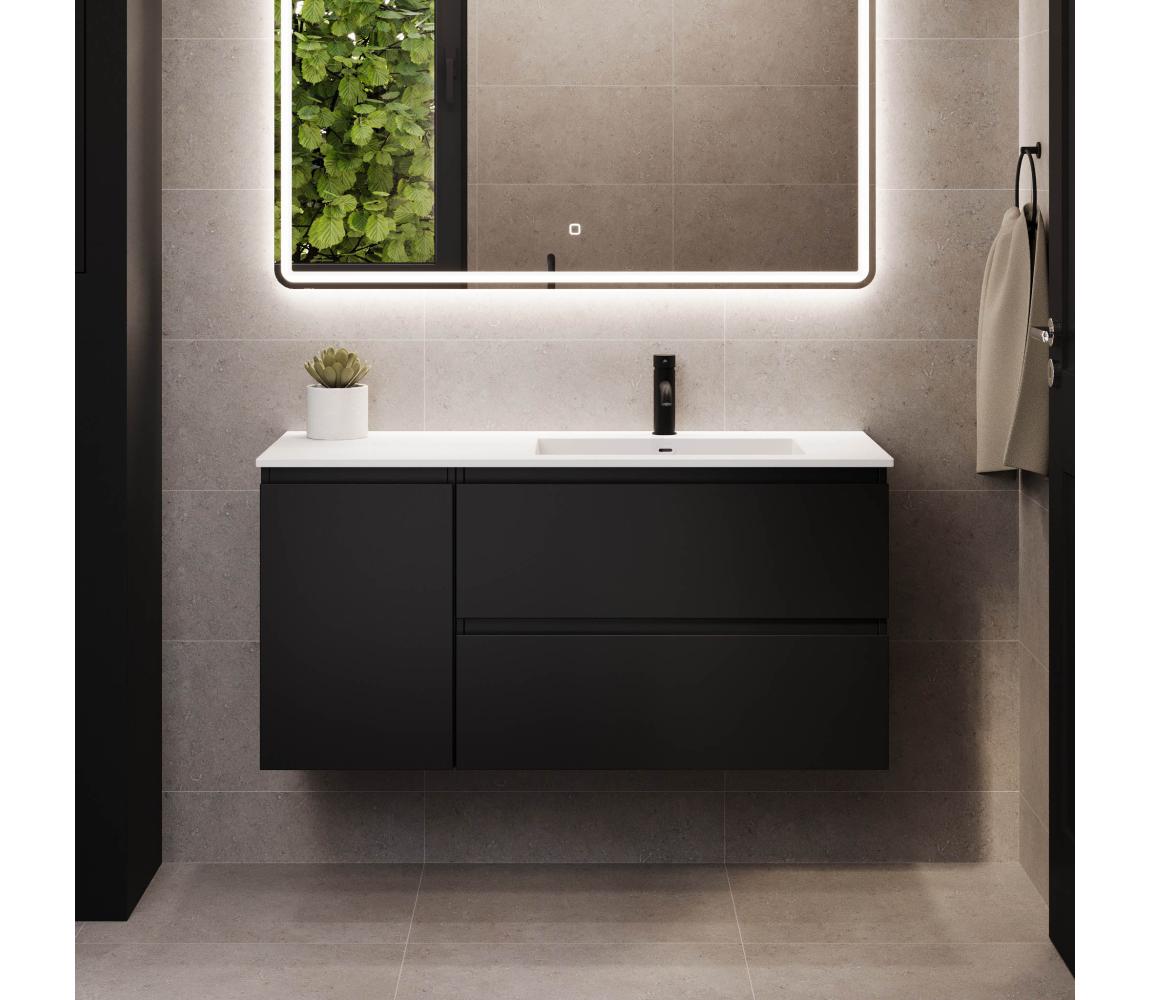 BATH DELUXE Kúpeľňová skrinka s umývadlom HELSINKI 115 cm pravá/čierna BT0184+BT0195