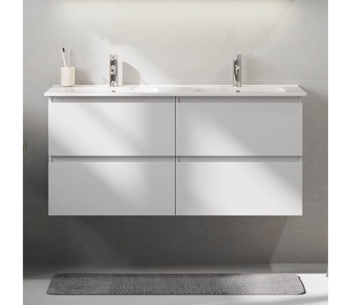 BATH DELUXE Kúpeľňová skrinka s umývadlom HELSINKI 120 cm biela 2xBT0185+BT0197