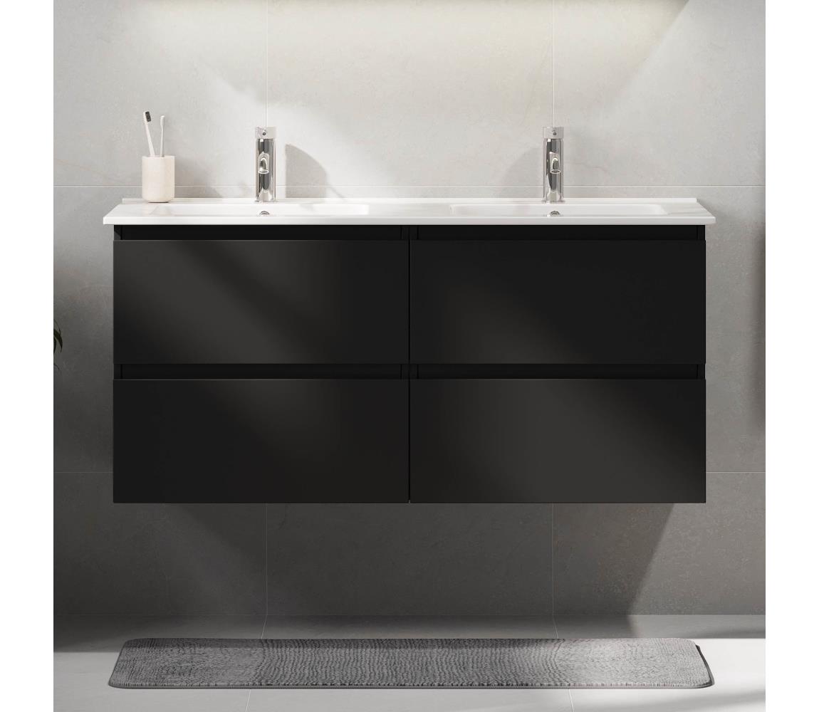 BATH DELUXE Kúpeľňová skrinka s umývadlom HELSINKI 120 cm čierna 2xBT0186+BT0197