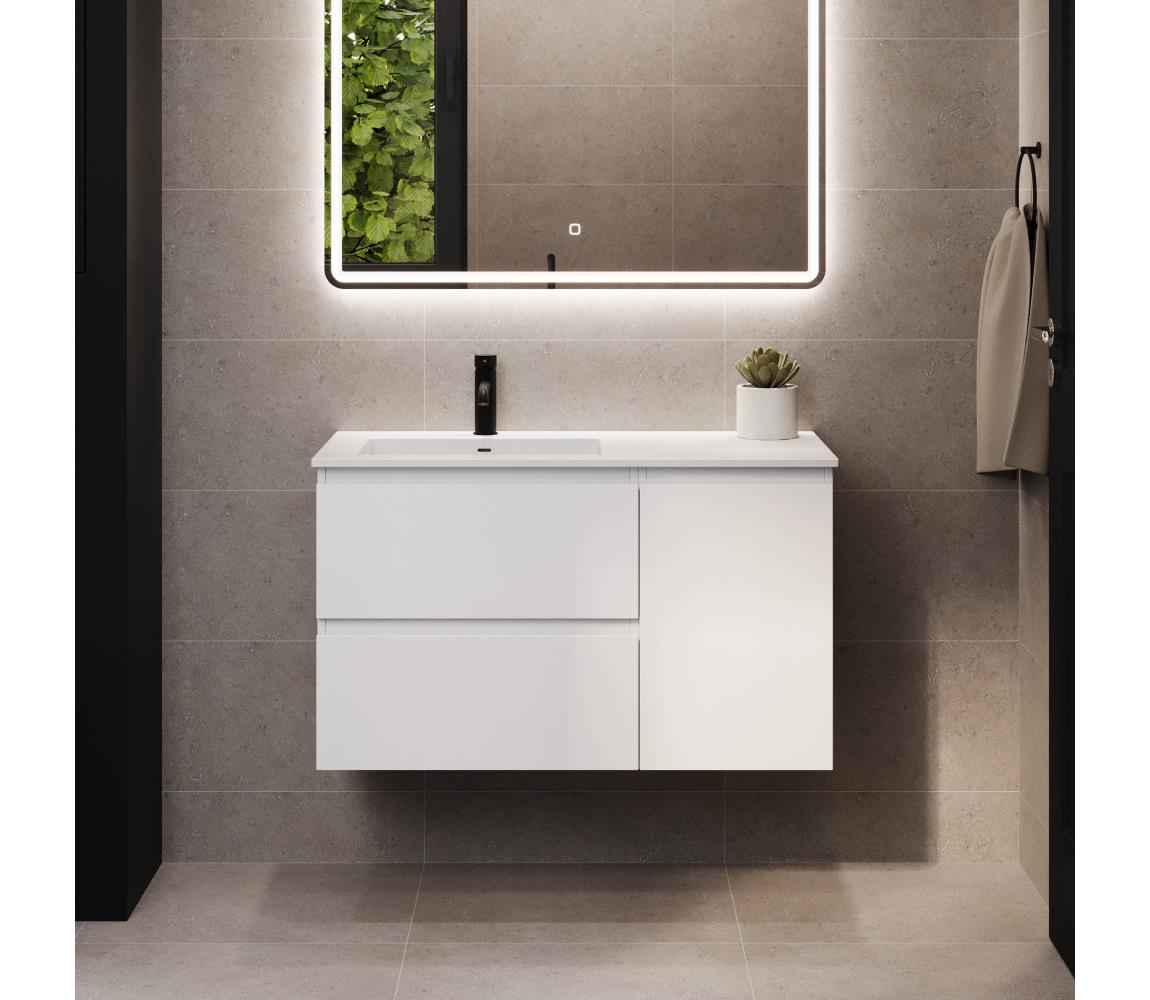 BATH DELUXE Kúpeľňová skrinka s umývadlom HELSINKI 95 cm ľavá/biela BT0181+BT0191