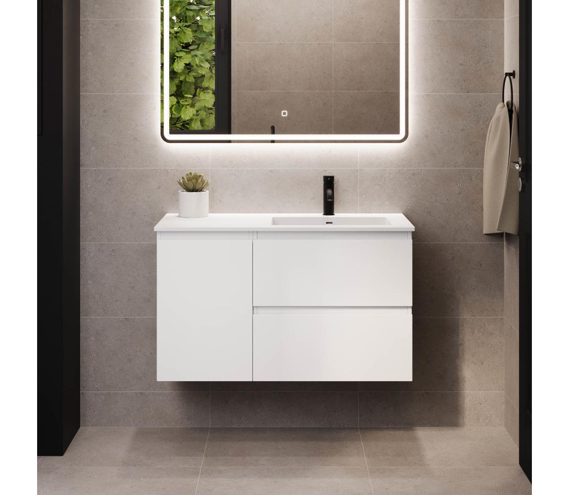 BATH DELUXE Kúpeľňová skrinka s umývadlom HELSINKI 95 cm pravá/biela BT0181+BT0192